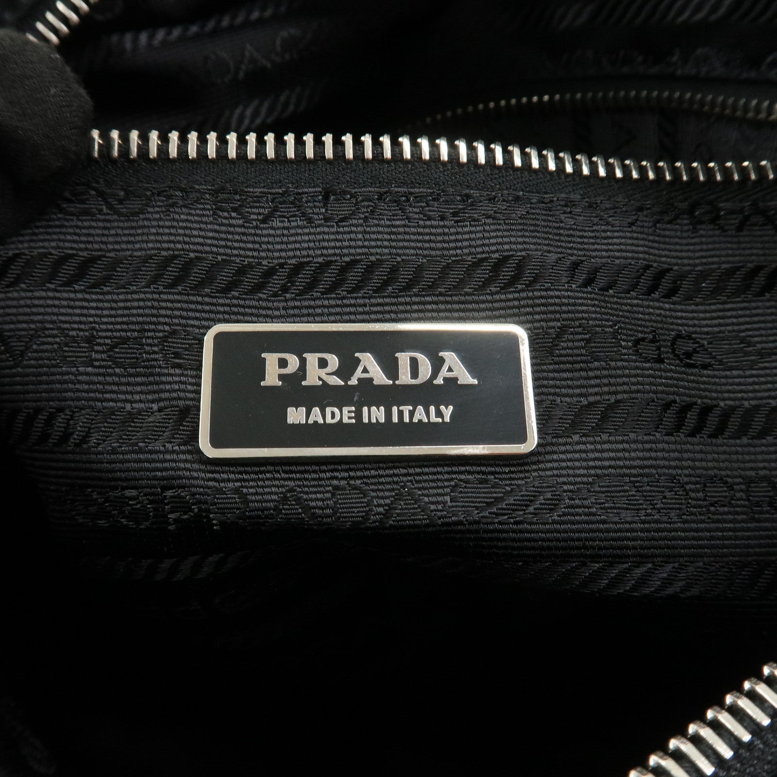 PRADA Triangle Logo Nylon Tote Bag Shoulder Bag Black