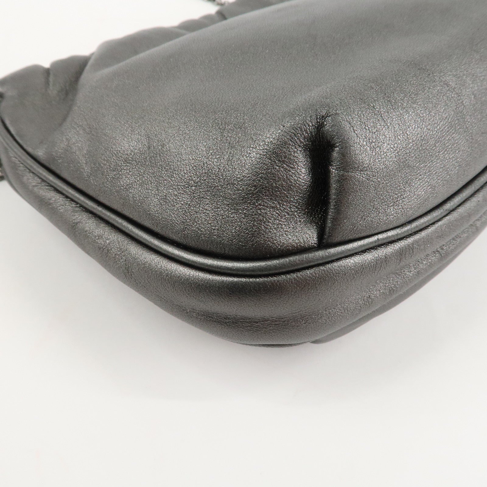 LOEWE Anagram Leather Chain Shoulder Bag Silver Used