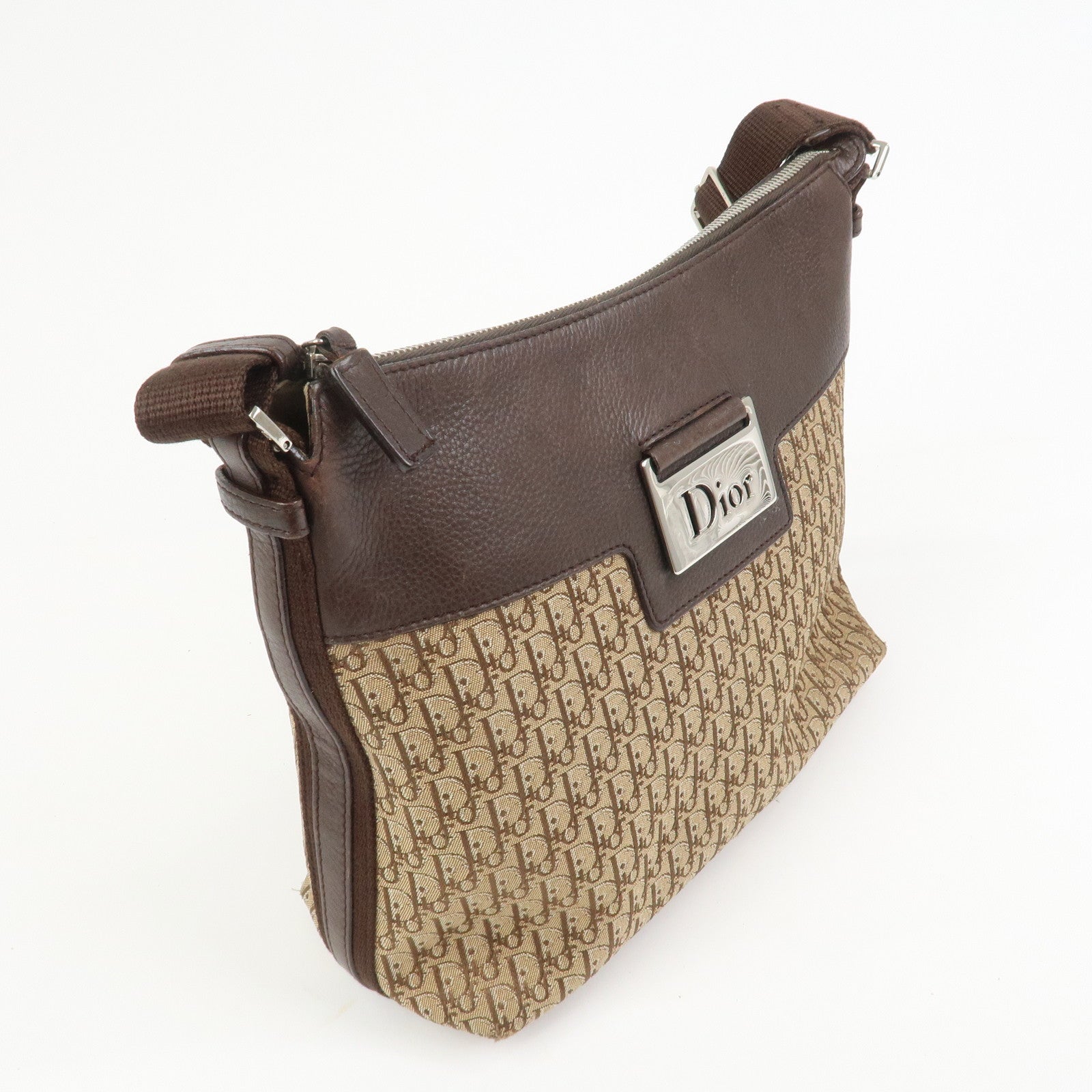 Christian Dior Street Chic Trotter Canvas Leather Shoulder Bag