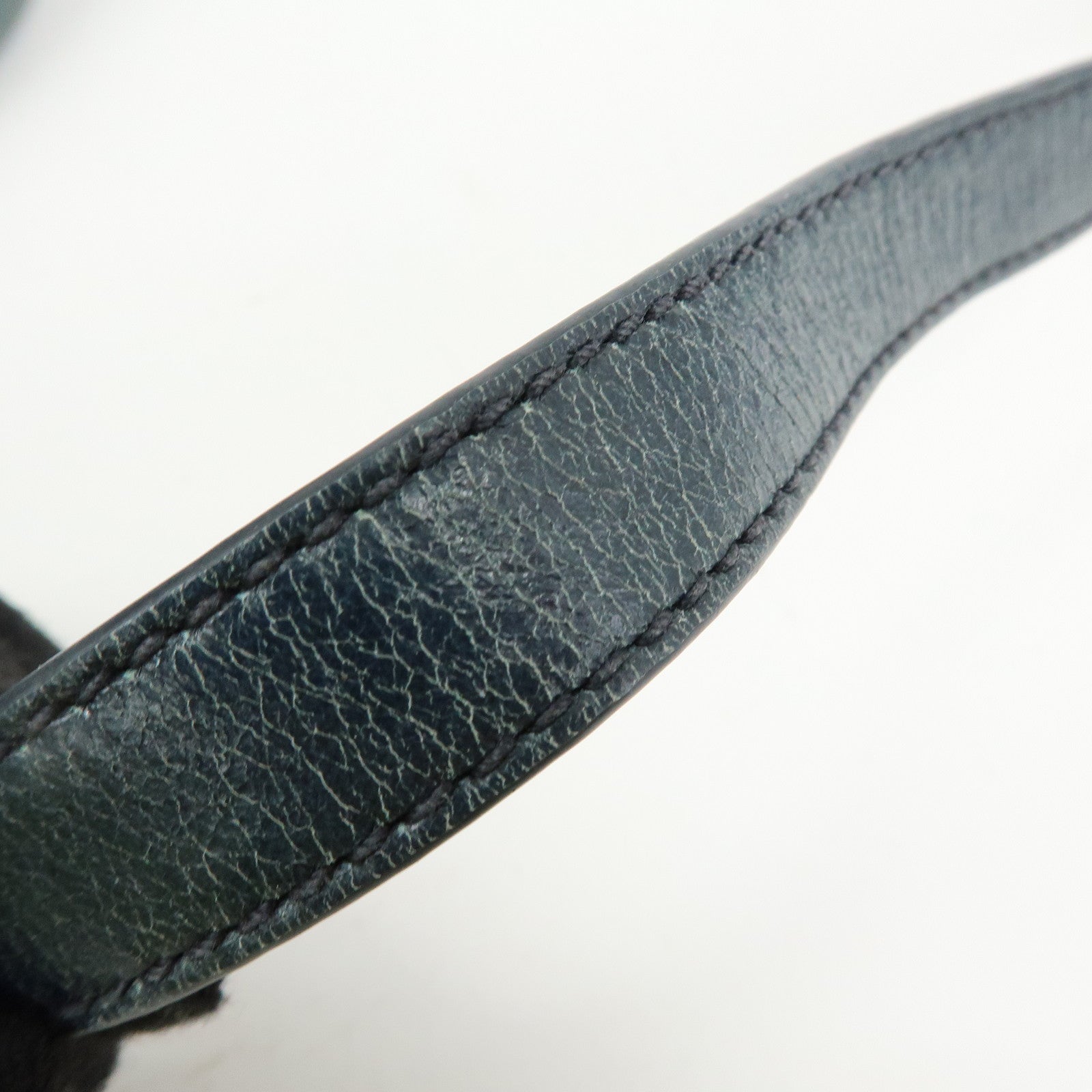 MIU MIU Logo Leather 2Way Bag Hand Bag Shoulder Bag Navy