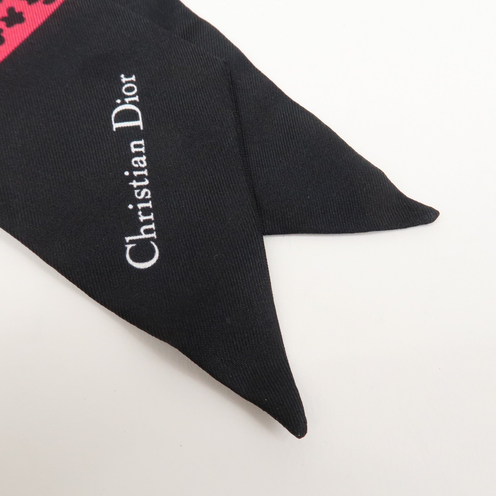Christian Dior Logo Silk 100% Scarf Twilly Animal Pink Black