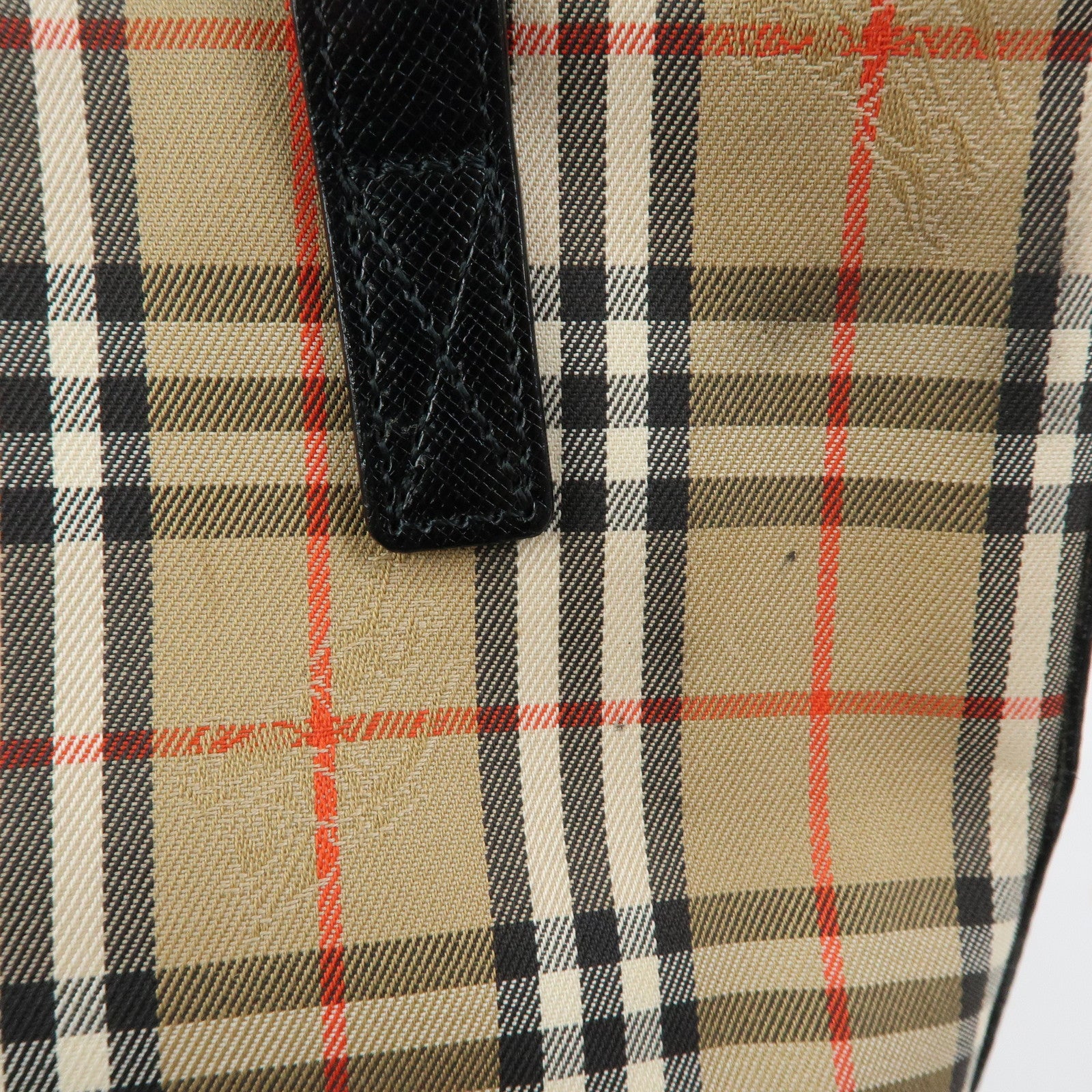 BURBERRY Nova Plaid Canvas Leather Hand Bag Tote Bag Beige Black