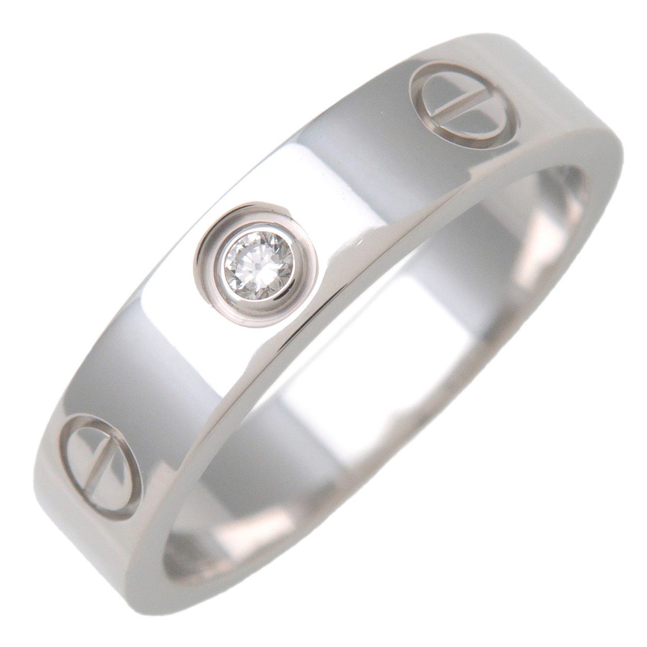 Cartier Mini Love 1P Diamond Ring #49 750WG White Gold US5 EU49