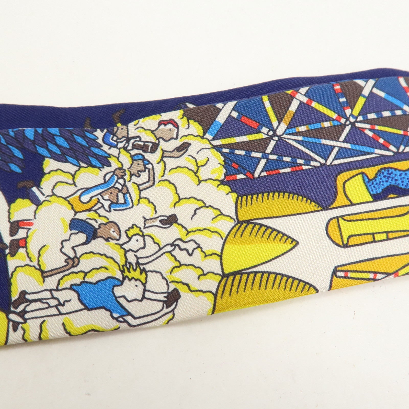 HERMES Twilly Silk 100% Scarf Exposition Universelle Multicolor