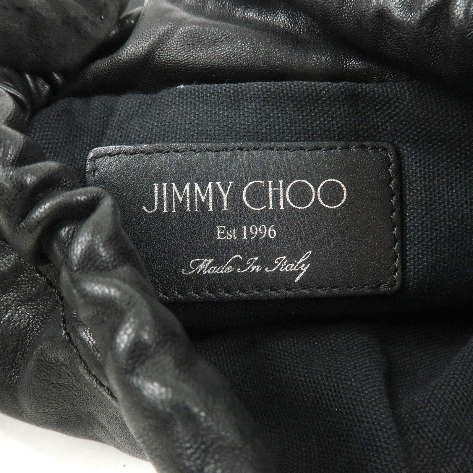 JIMMY CHOO Star Studs Leather Shoulder Bag Hand Bag Black