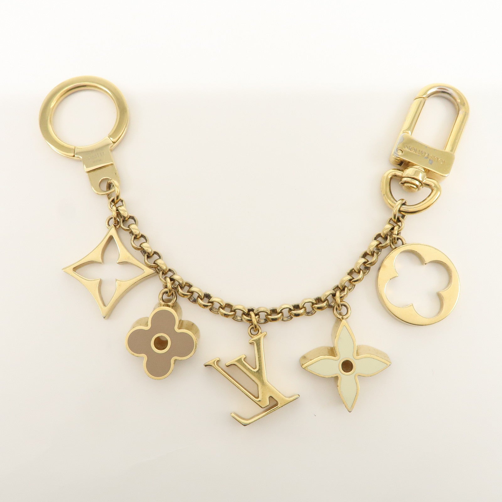 Louis Vuitton Fleur de Monogram Bag Charm Key Chain Gold M65111