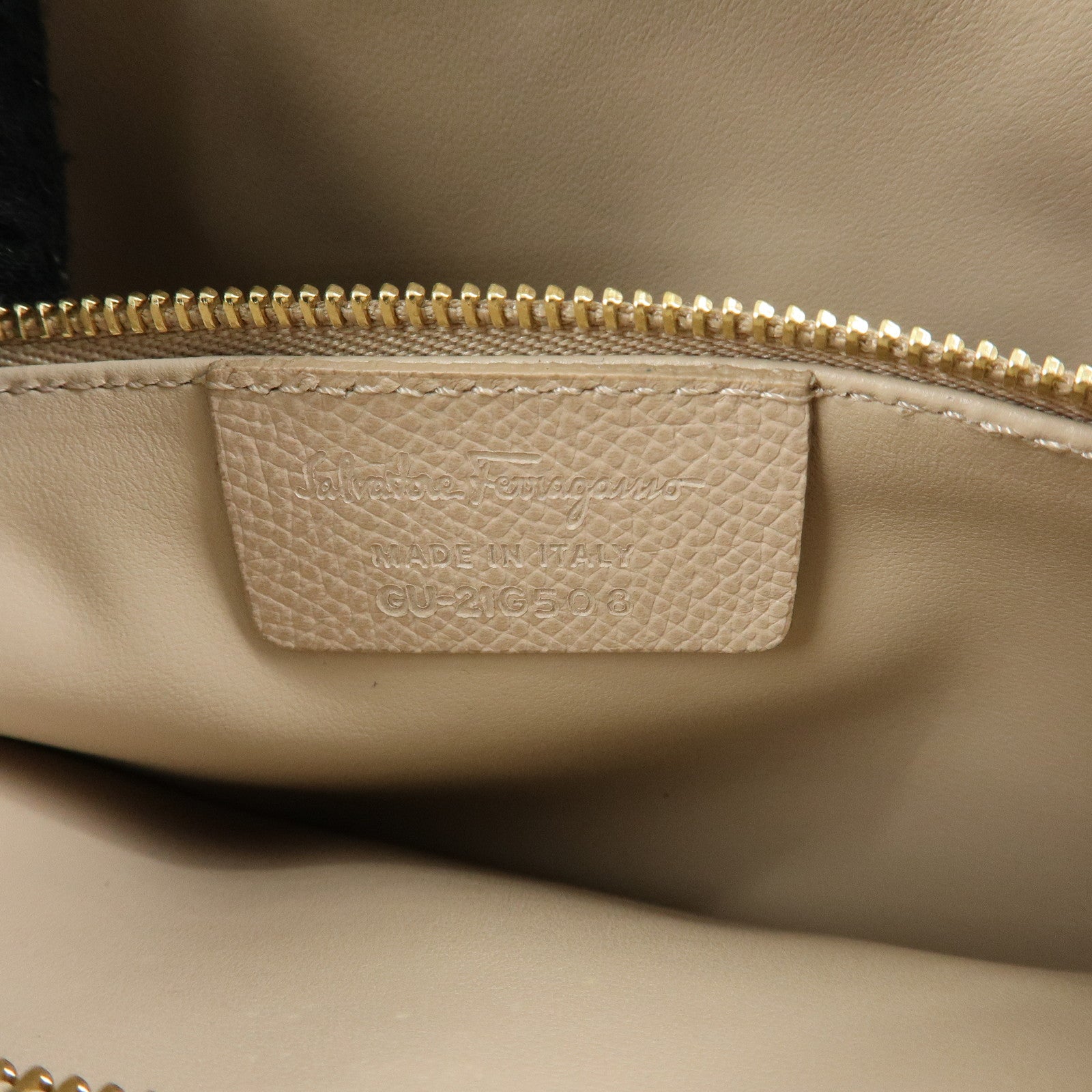 Ferragamo Vara Ribbon Leather Tote Bag Hand Bag Pink Beige