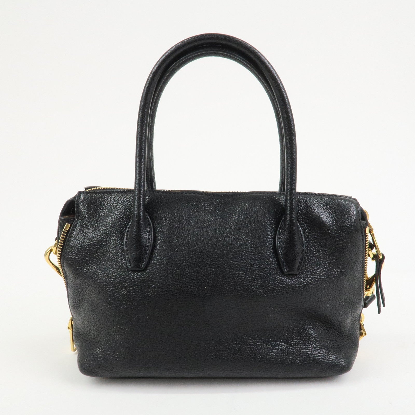 MIU MIU MADRAS Leather 2Way Bag Hand Bag Shoulder Bag Black