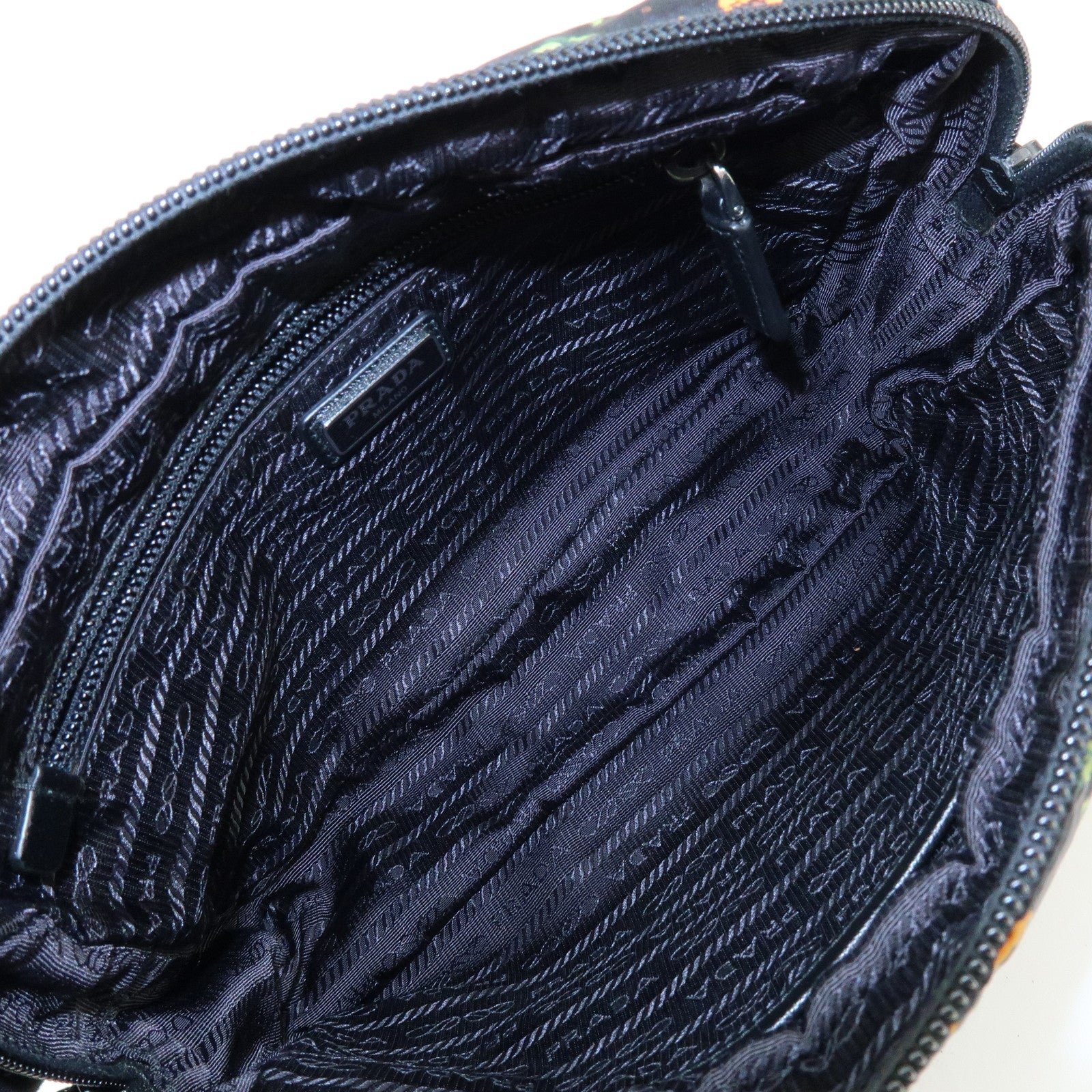 PRADA Triangle Logo Nylon Saffiano Leather Cosmetic Pouch 2NE007