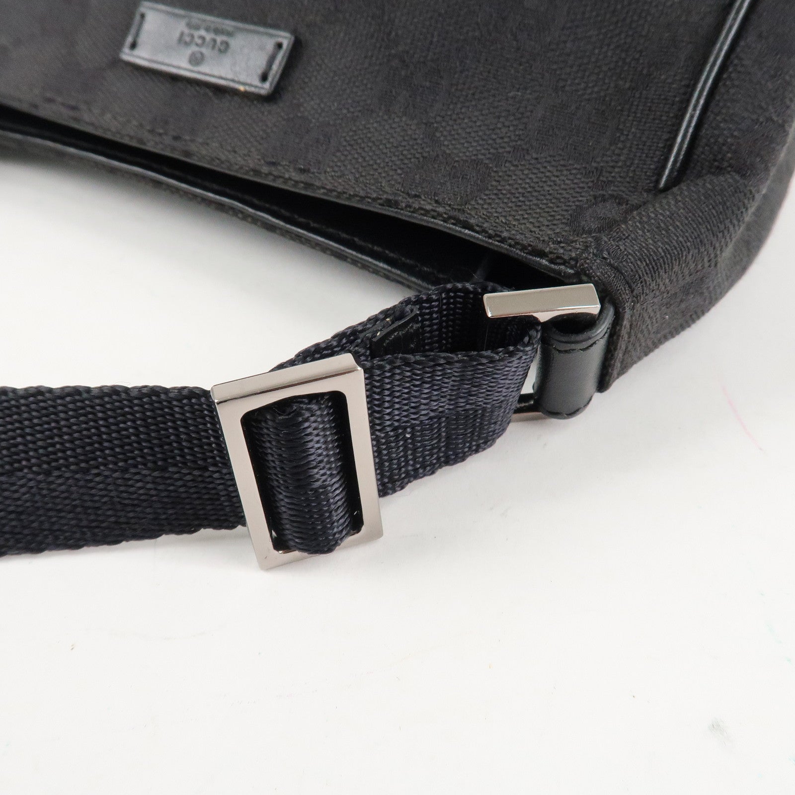 GUCCI GG Canvas Leather Mini Handbag Pouch Black 106644 Used