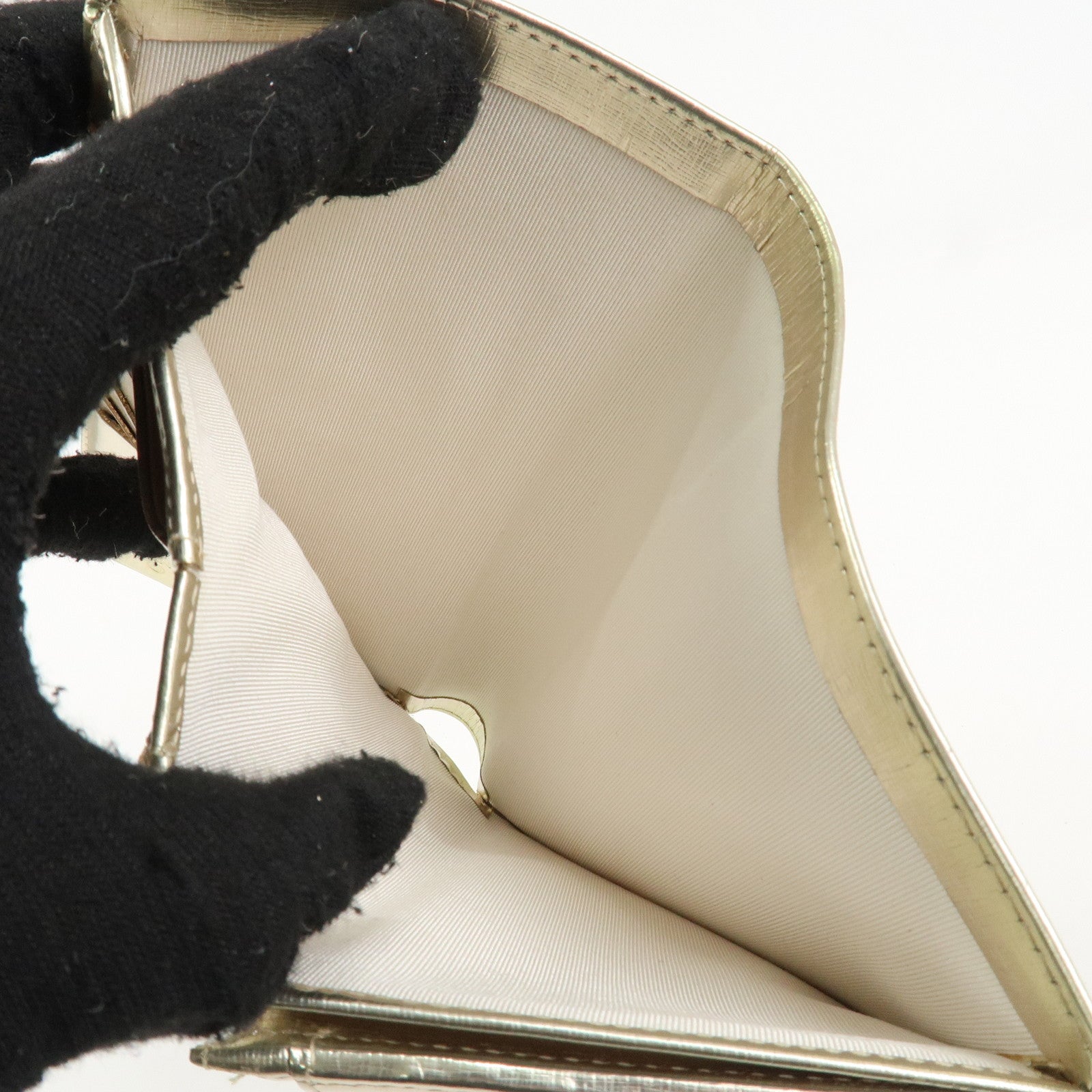 CHANEL Leather Coco Mark Long Wallet Gold Gold Hardware A27156 Used