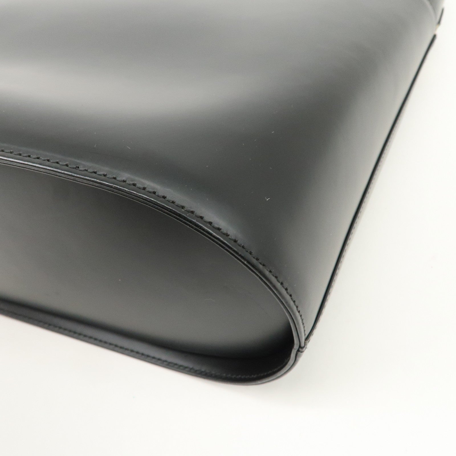 BURBERRY Burberrys Leather Shoulder Bag Black Silver Hardware Used