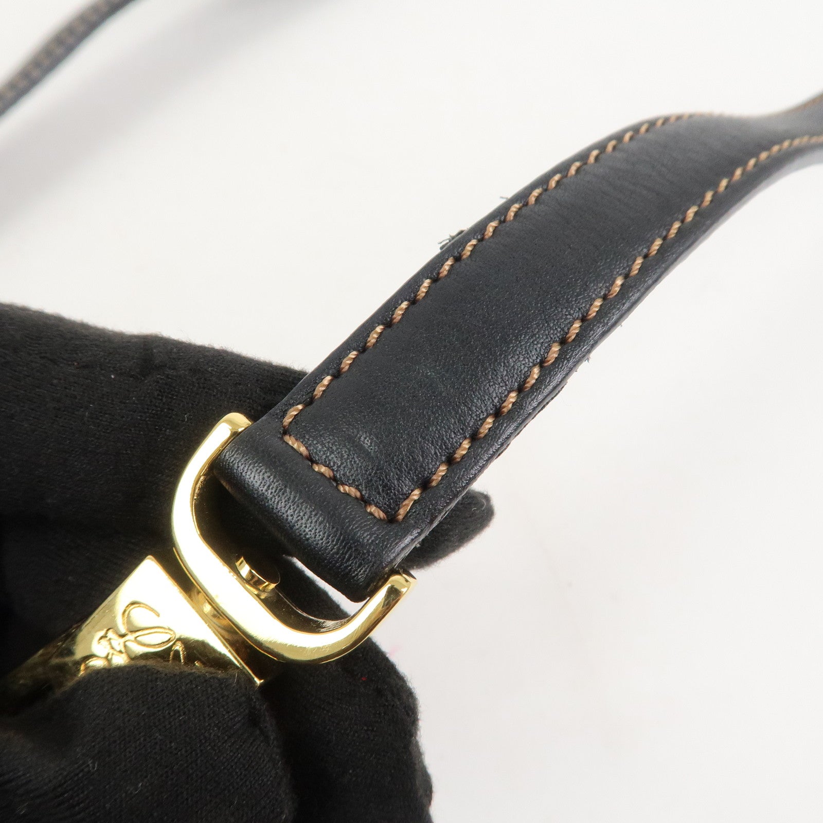 LOEWE Anagram Leather 2WAY Bag Shoulder Bag Hand Bag Black