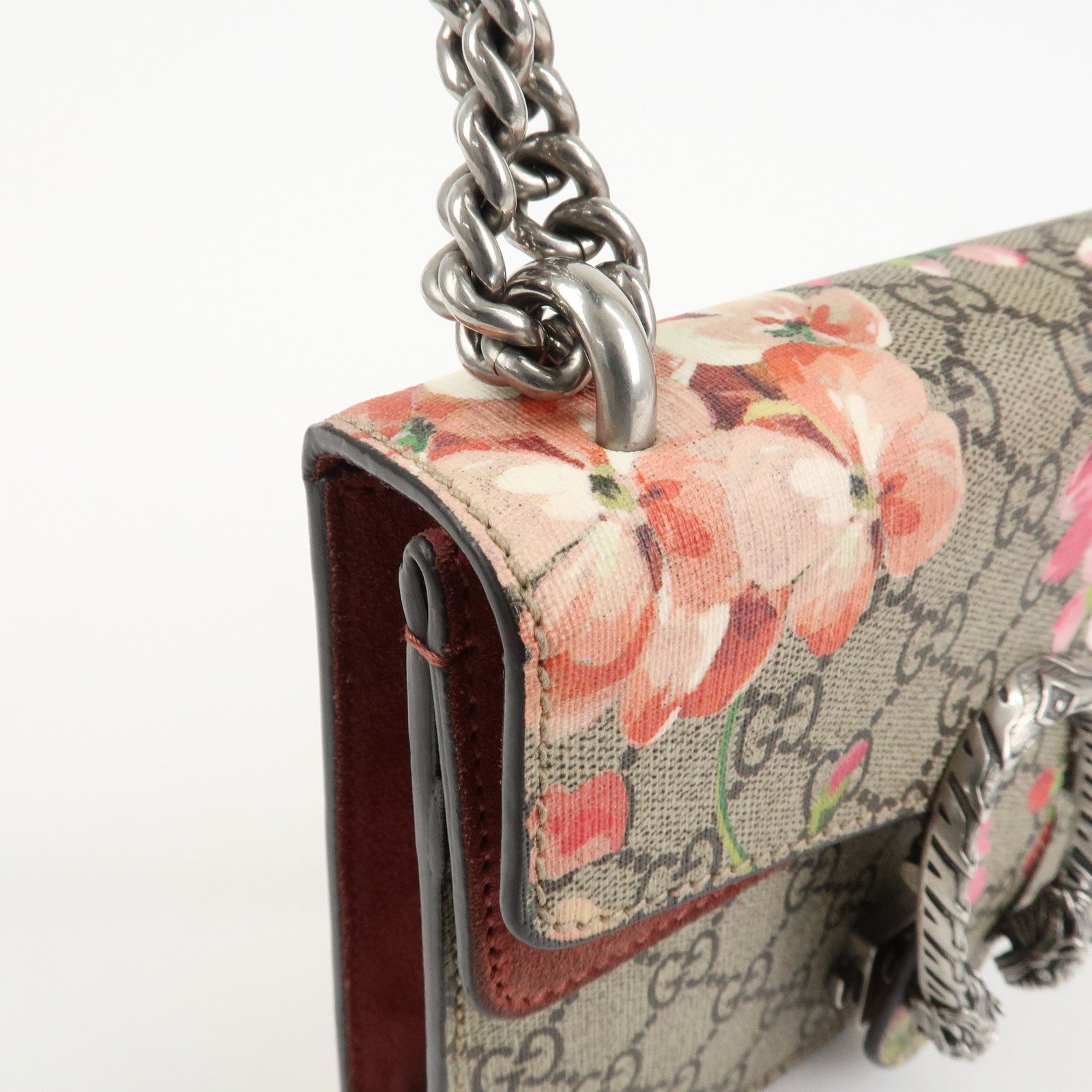 GUCCI Dionysus GG Blooms GG Supreme Shoulder Bag Beige Red 421970 Used