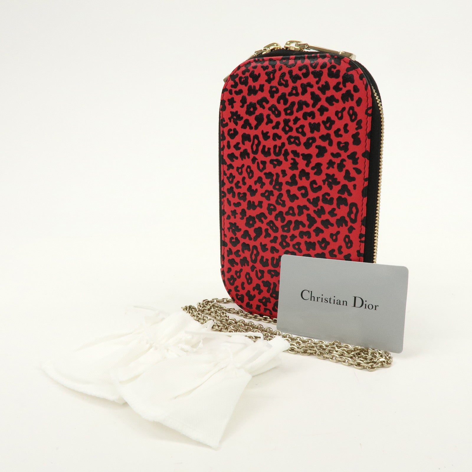 Christian Dior Lady Dior Call’in Dior Leather Phone Holder Pink