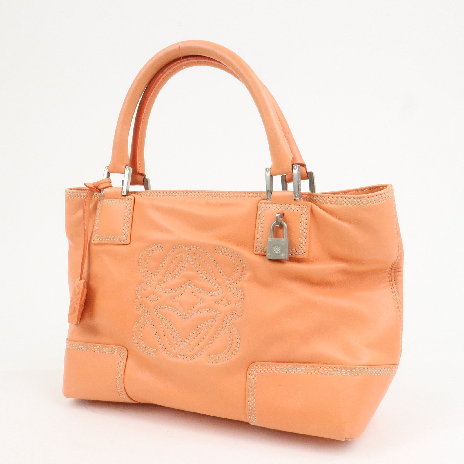 LOEWE Anagram Nappa Leather Hand Bag Tote Bag Pink