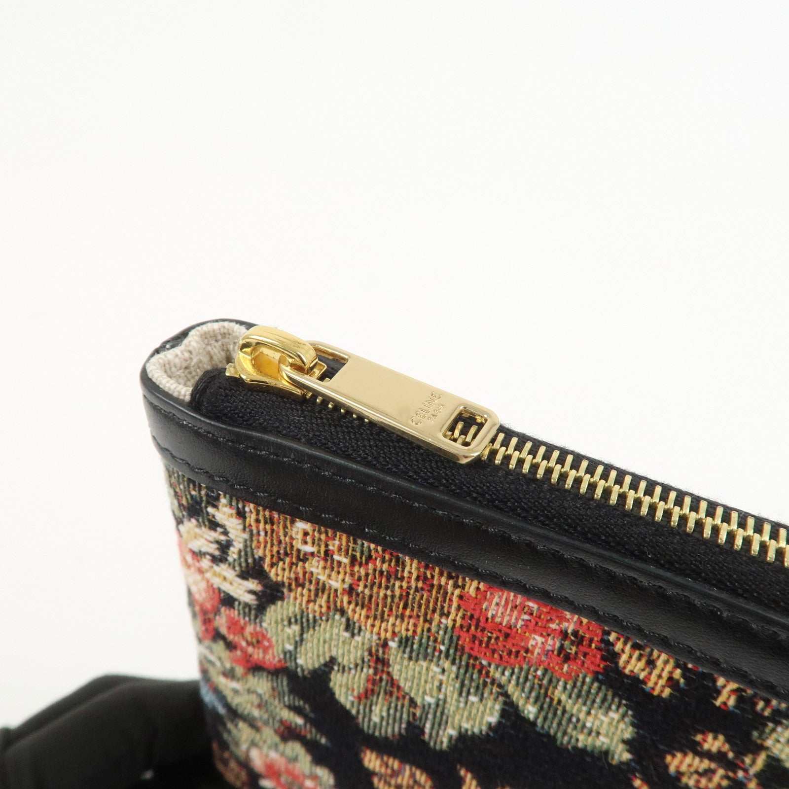 CELINE Jacquard Leather Clutch Bag Second Bag Black Multicolor