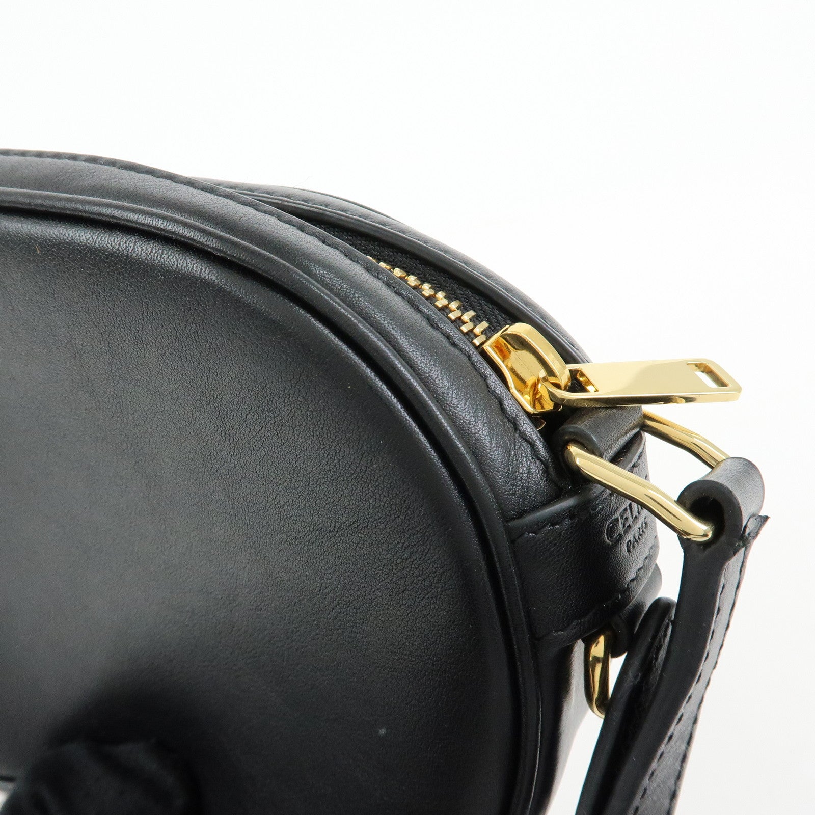 CELINE C Charm Leather Shoulder Bag Crossbody Bag Camera Bag Black