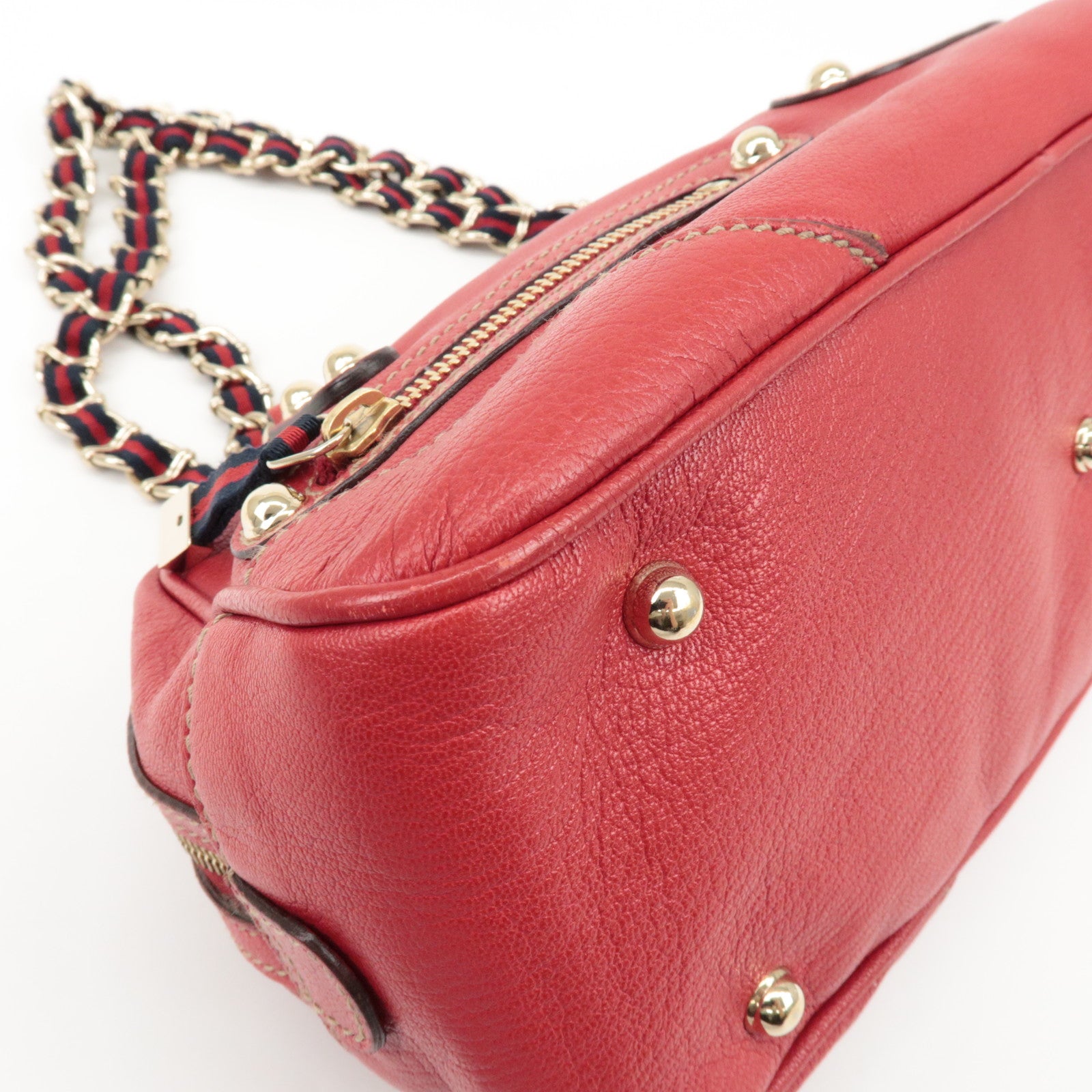 GUCCI Sherry Leather Chain Shoulder Bag Red 152462 Used