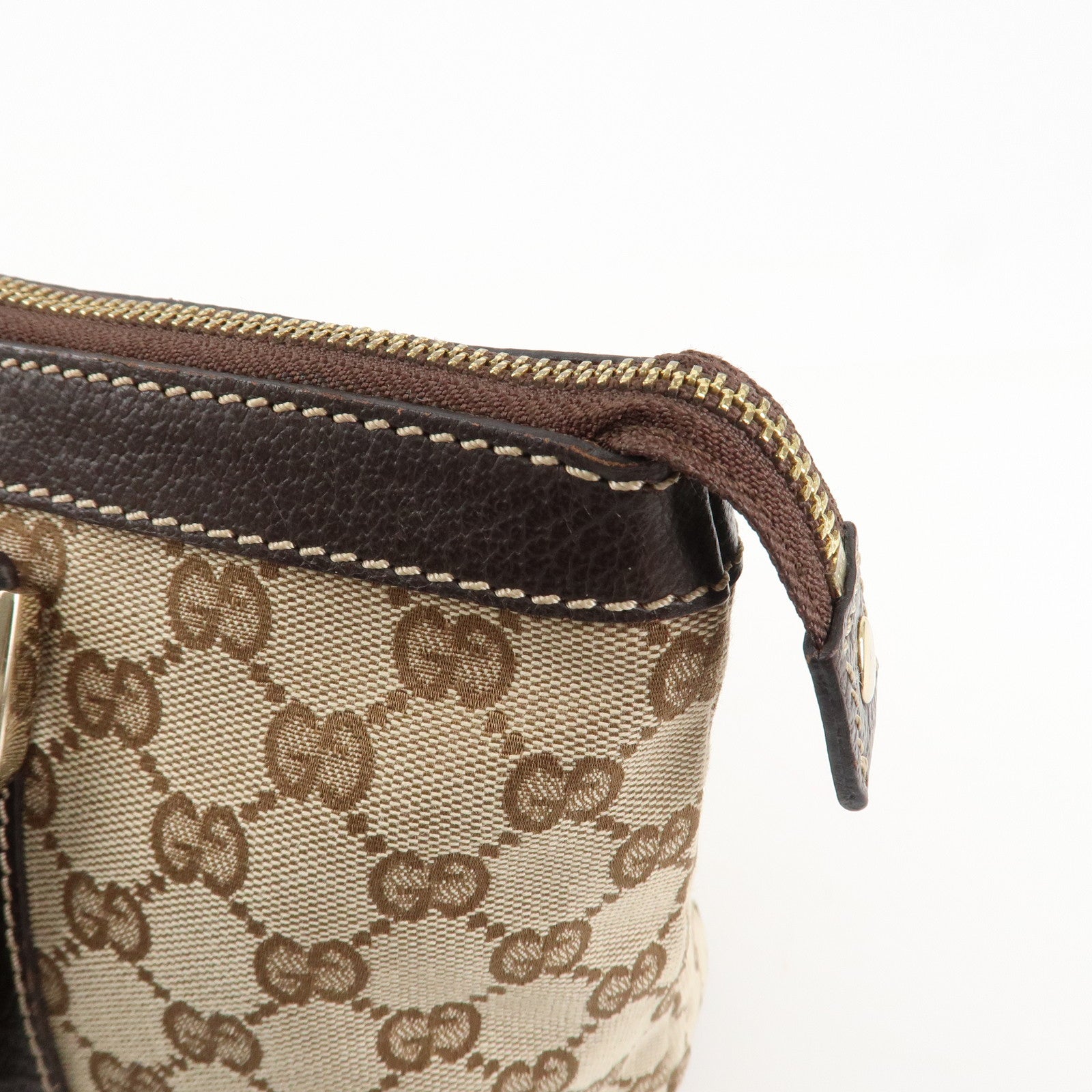 GUCCI Abbey GG Canvas Leather Tote Bag Hand Bag Beige Brown 141470 Used