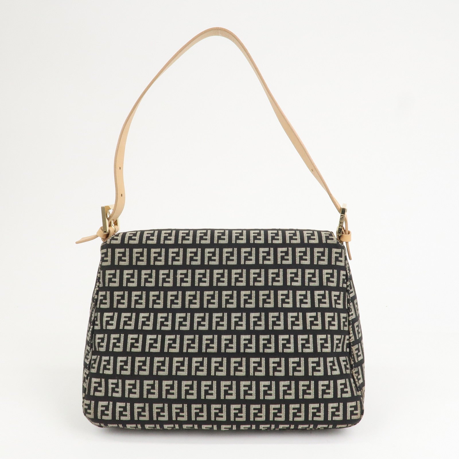 FENDI Mamma Baguette Canvas Leather Shoulder Bag 8BR001