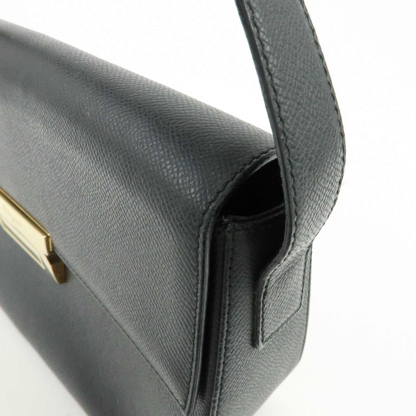 Ferragamo Leather Shoulder Bag Hand Bag Black