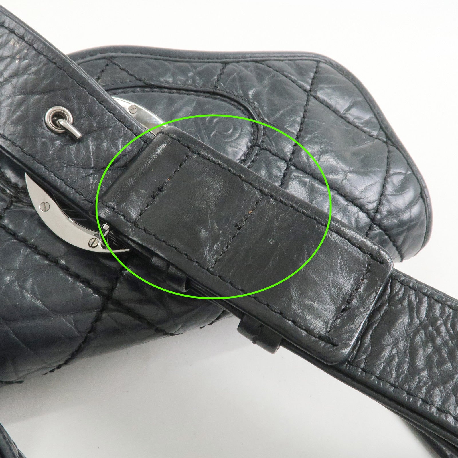 CHANEL Wild Stitch Calf Leather Shoulder Bag Crossbody Bag Black