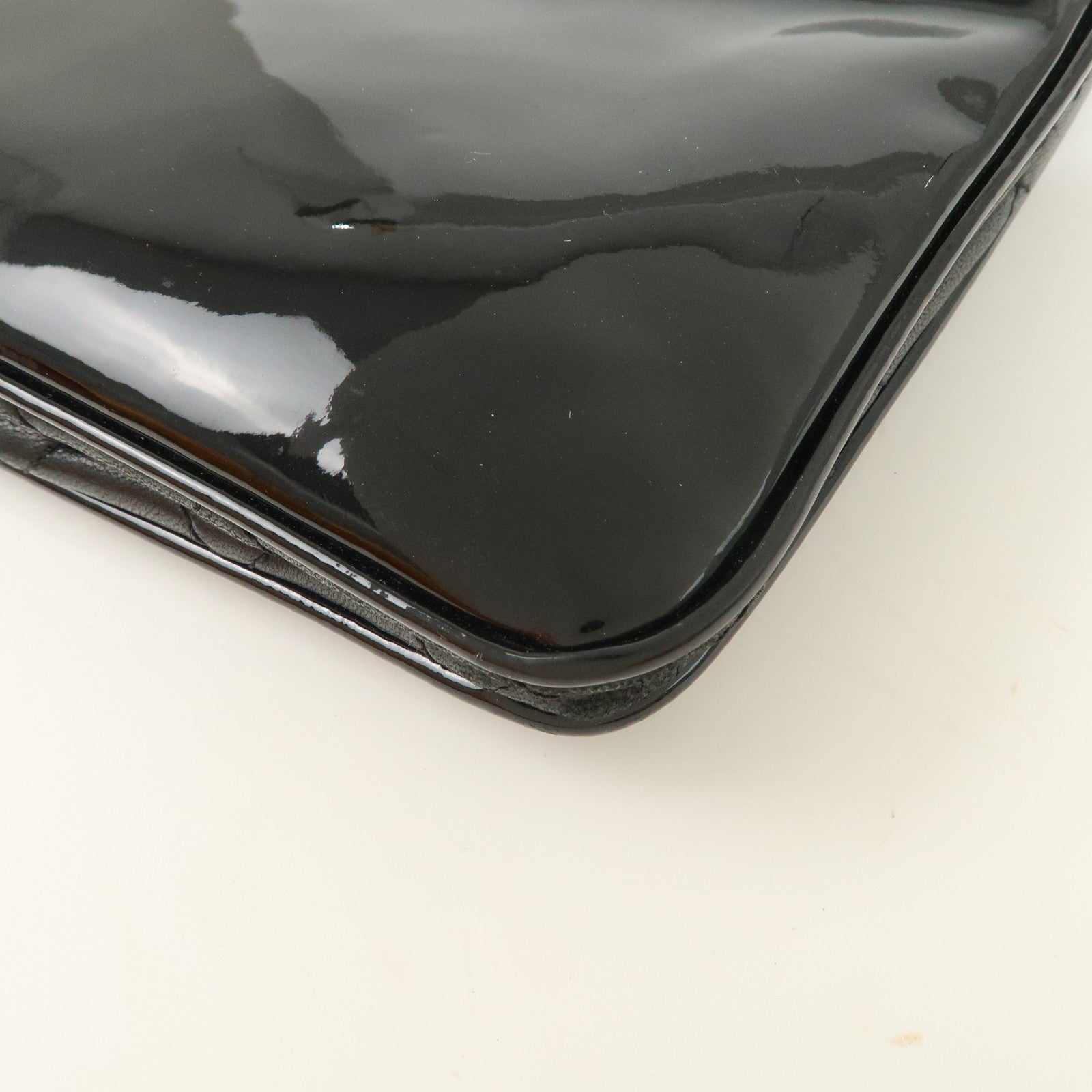 CHANEL Patent Leather Chain Shoulder Bag Hand Bag Black