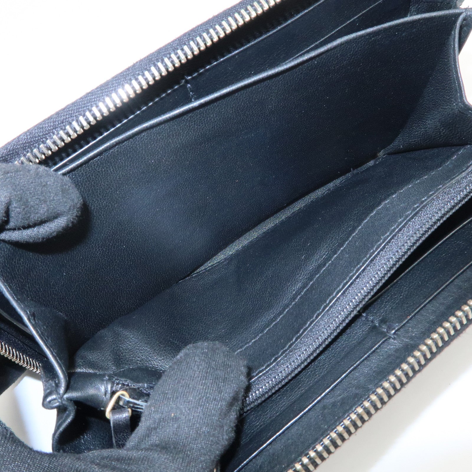 GUCCI Bamboo Logo Leather Round Zippy Wallet Black 224253