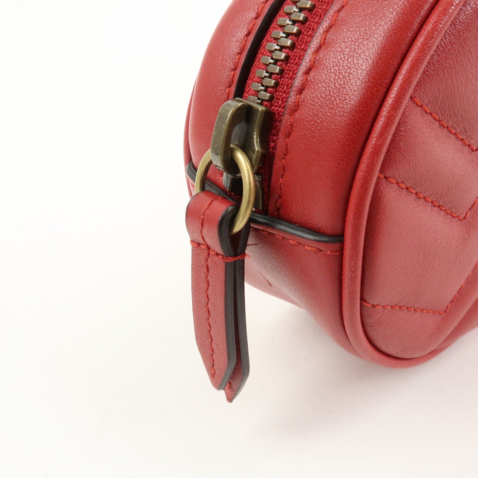 GUCCI GG Marmont Leather Waist Bag Crossbody Bag Red 476434