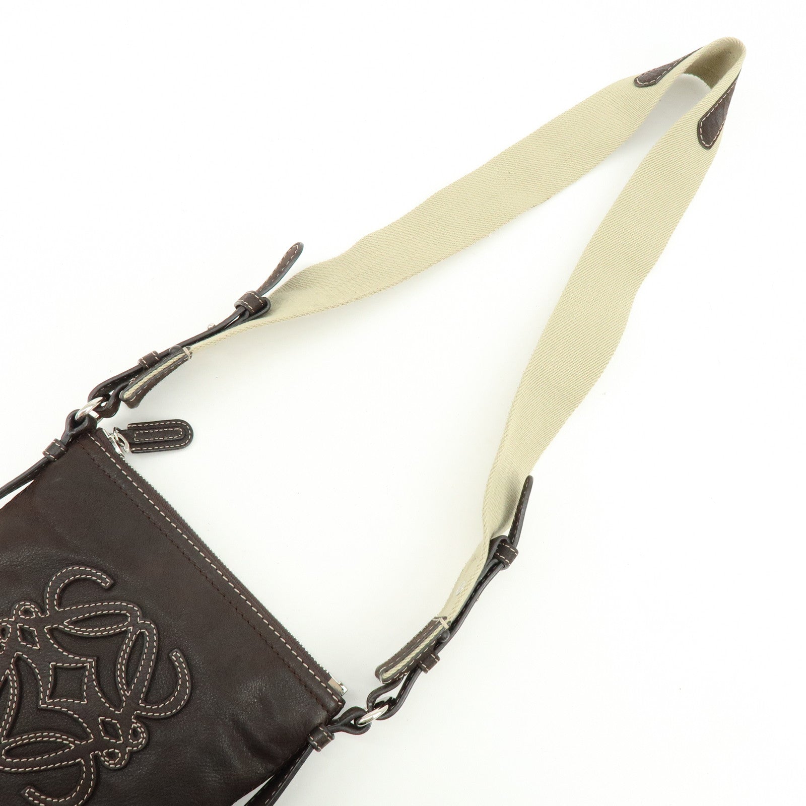 LOEWE Anagram Leather Shoulder Bag Crossbody Bag Brown