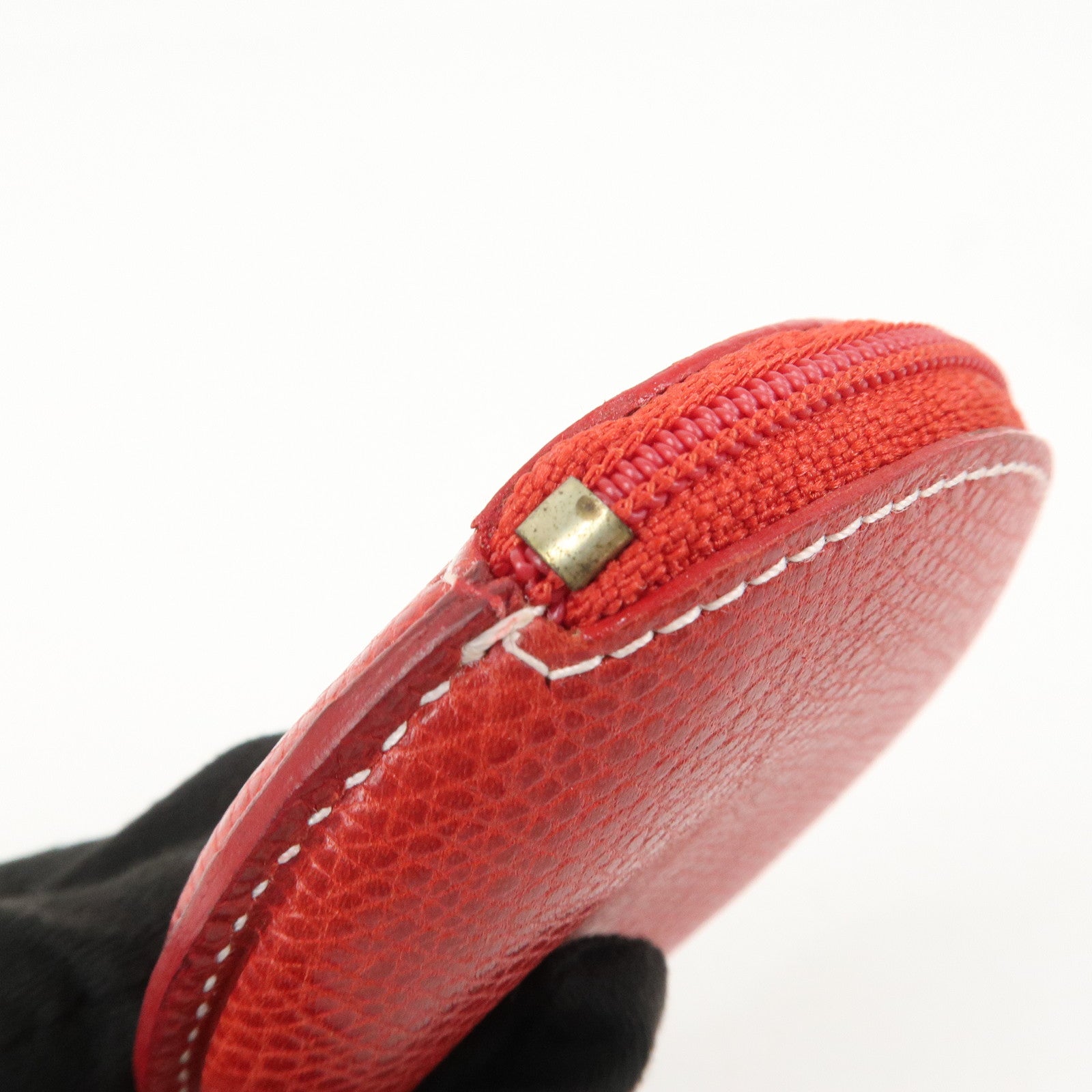 LOEWE Set of 2 Leather Suede Coin Case Red Brown