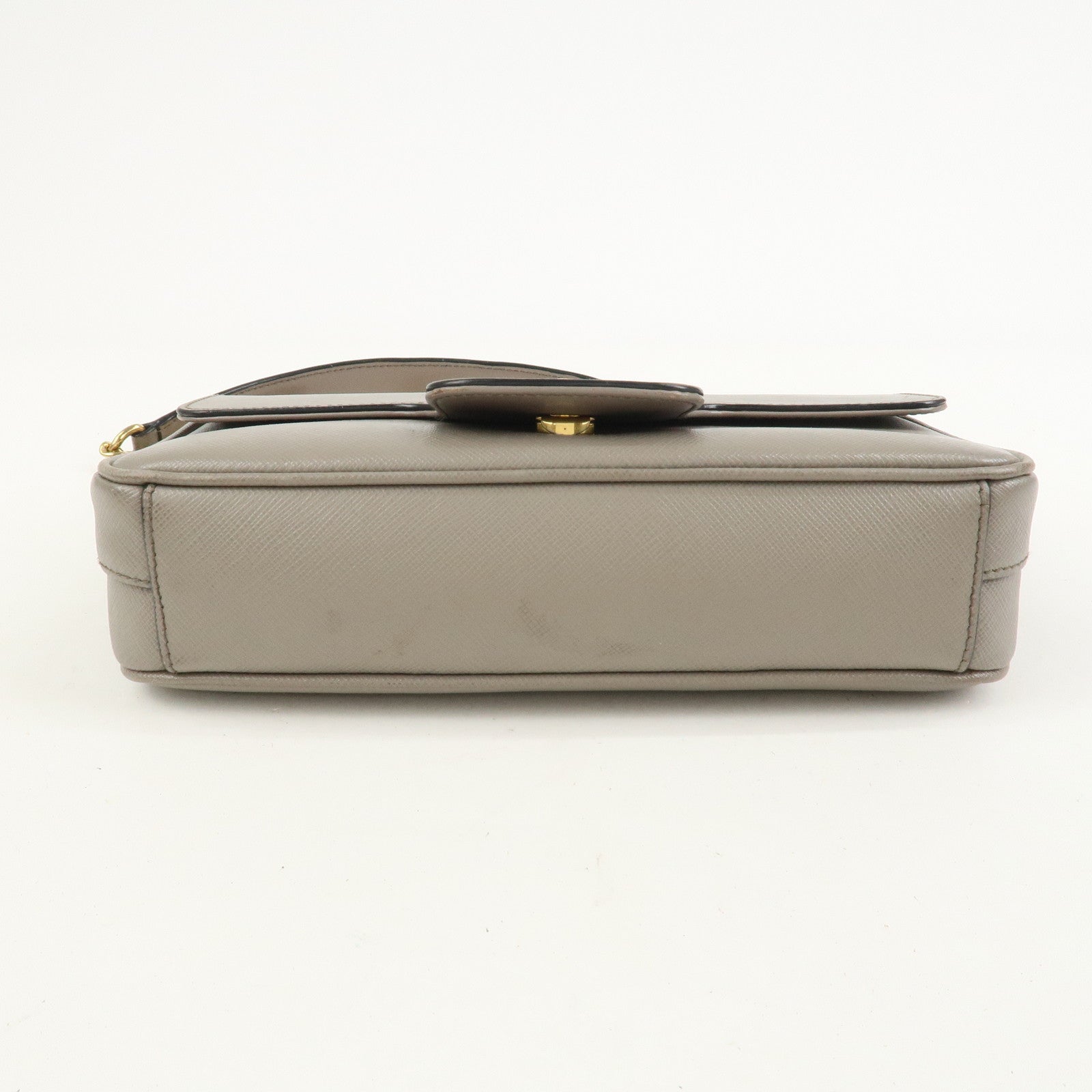 PRADA Saffiano Leather Chain Shoulder Crossbody Bag Gray 1BD193