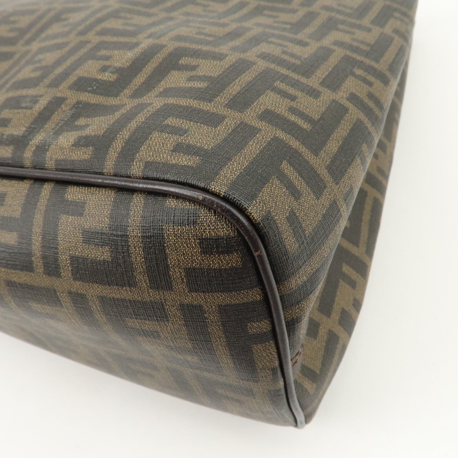 FENDI Zucca PVC Canvas Tote Bag Shoulder Bag Black Brown 7VA271