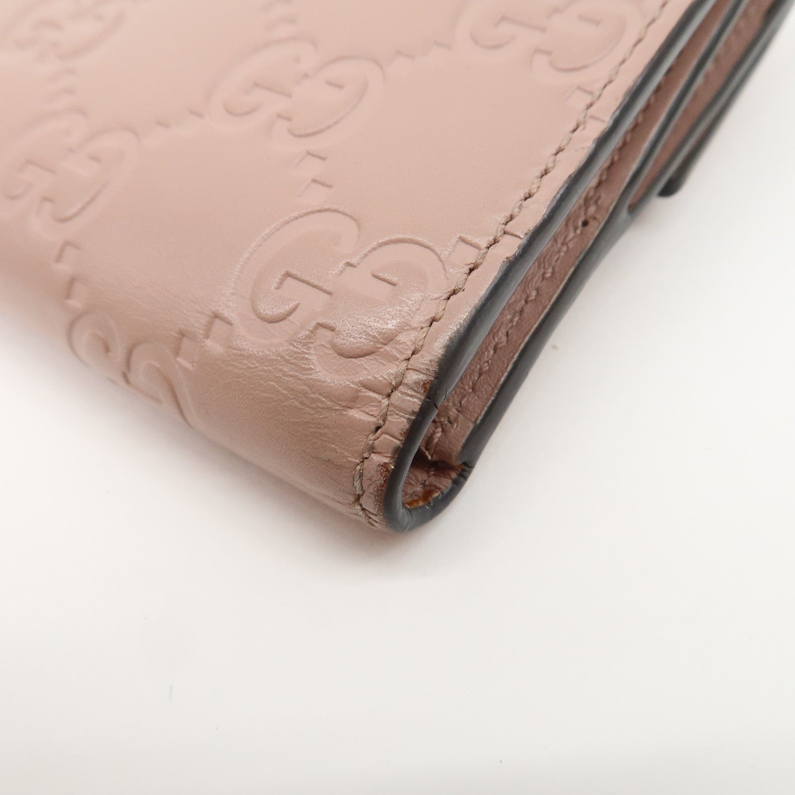 GUCCI Guccissima Leather Bi-Fold Compact Wallet Pink 406925