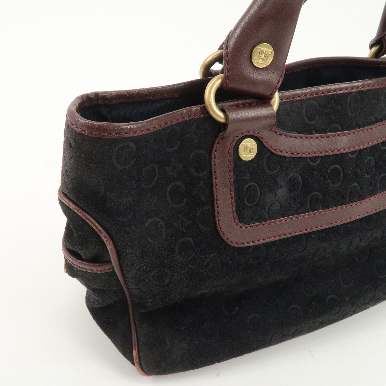 CELINE C Macadam Suede Leather Boogie Bag Bordeaux Black