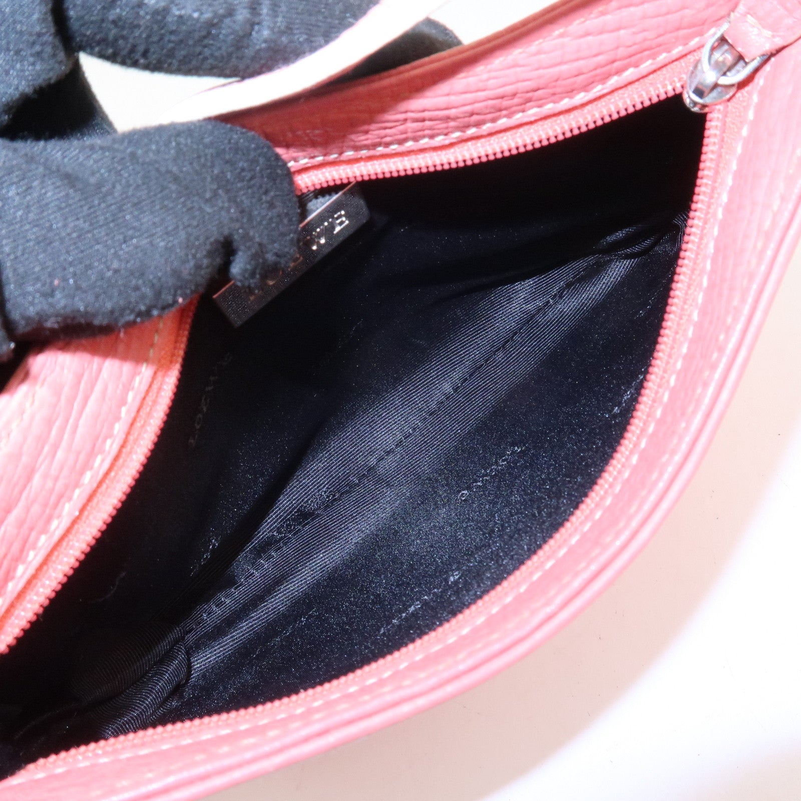 LOEWE Leather Shoulder Bag Hand Bag Pink Silver Hardware