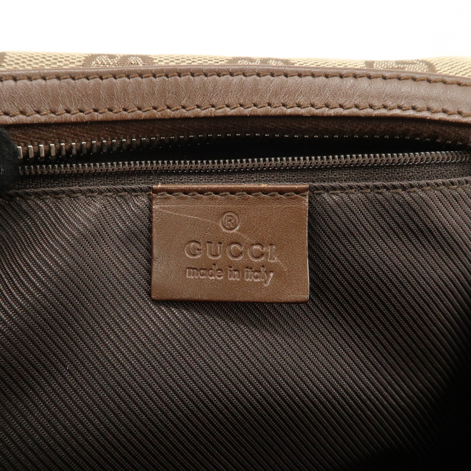 GUCCI GG Canvas Leather Shoulder Bag Beige Brown 203419 Used