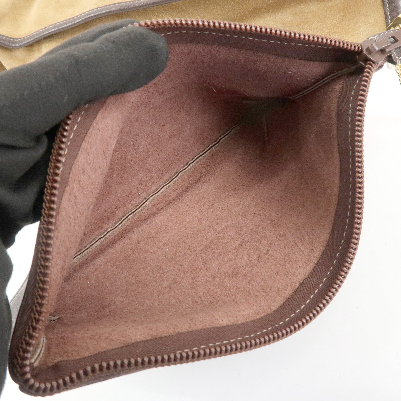 LOEWE Anagram Leather Suede Tote Bag Hand Bag Brown Beige