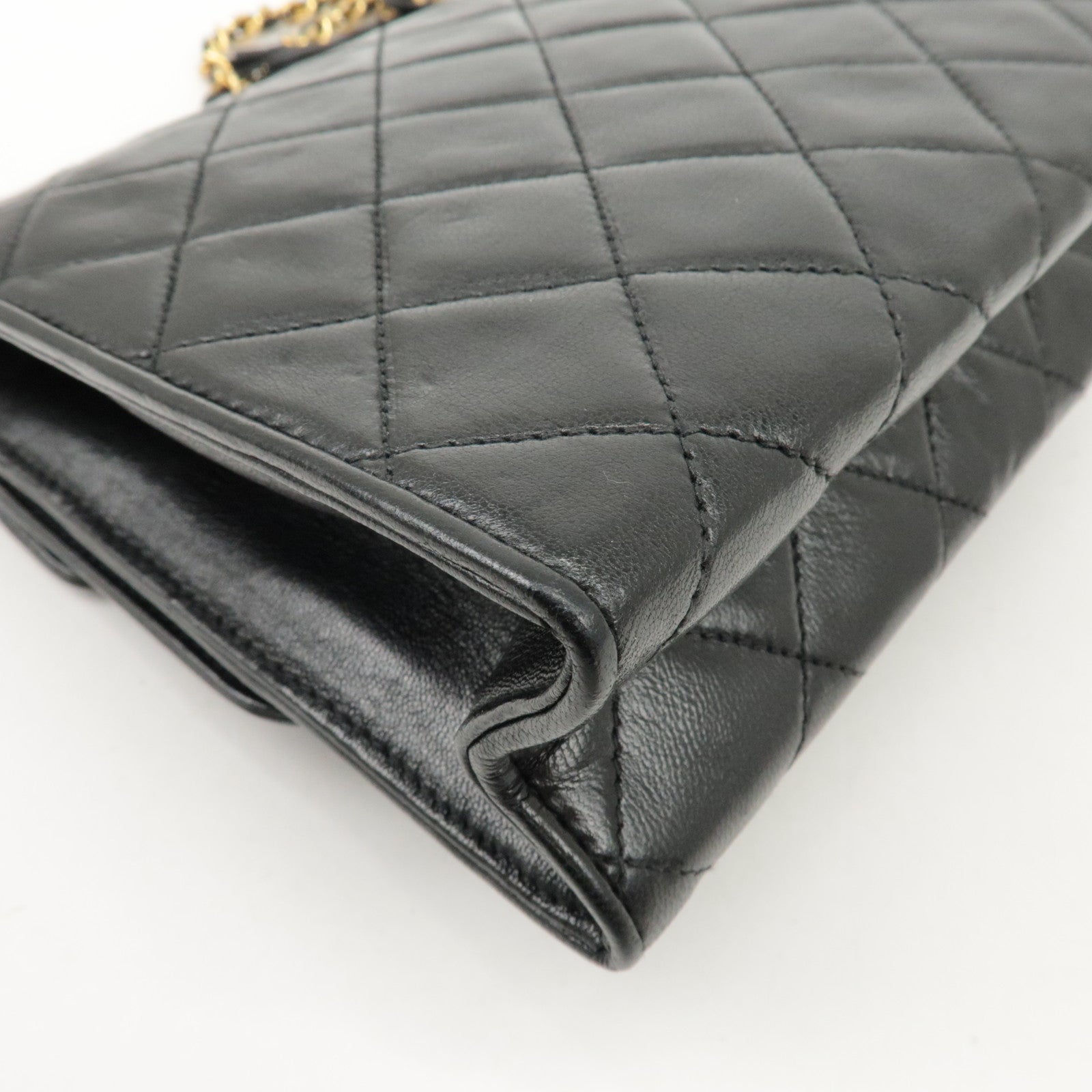 CHANEL COCO Mark Matelasse Lamb skin Chain Shoulder Bag Black Used
