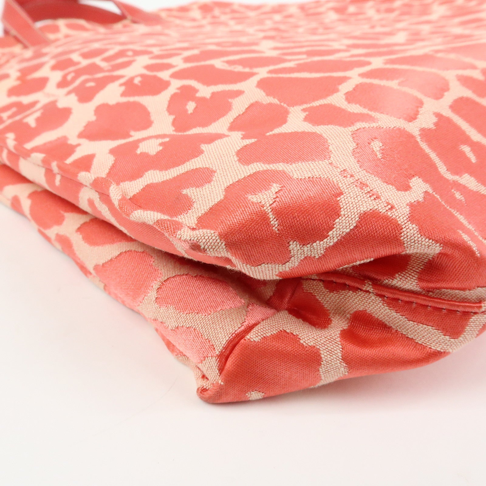 FENDI Canvas Leather Tote Bag Hand Bag Leopard Pink 8BH173