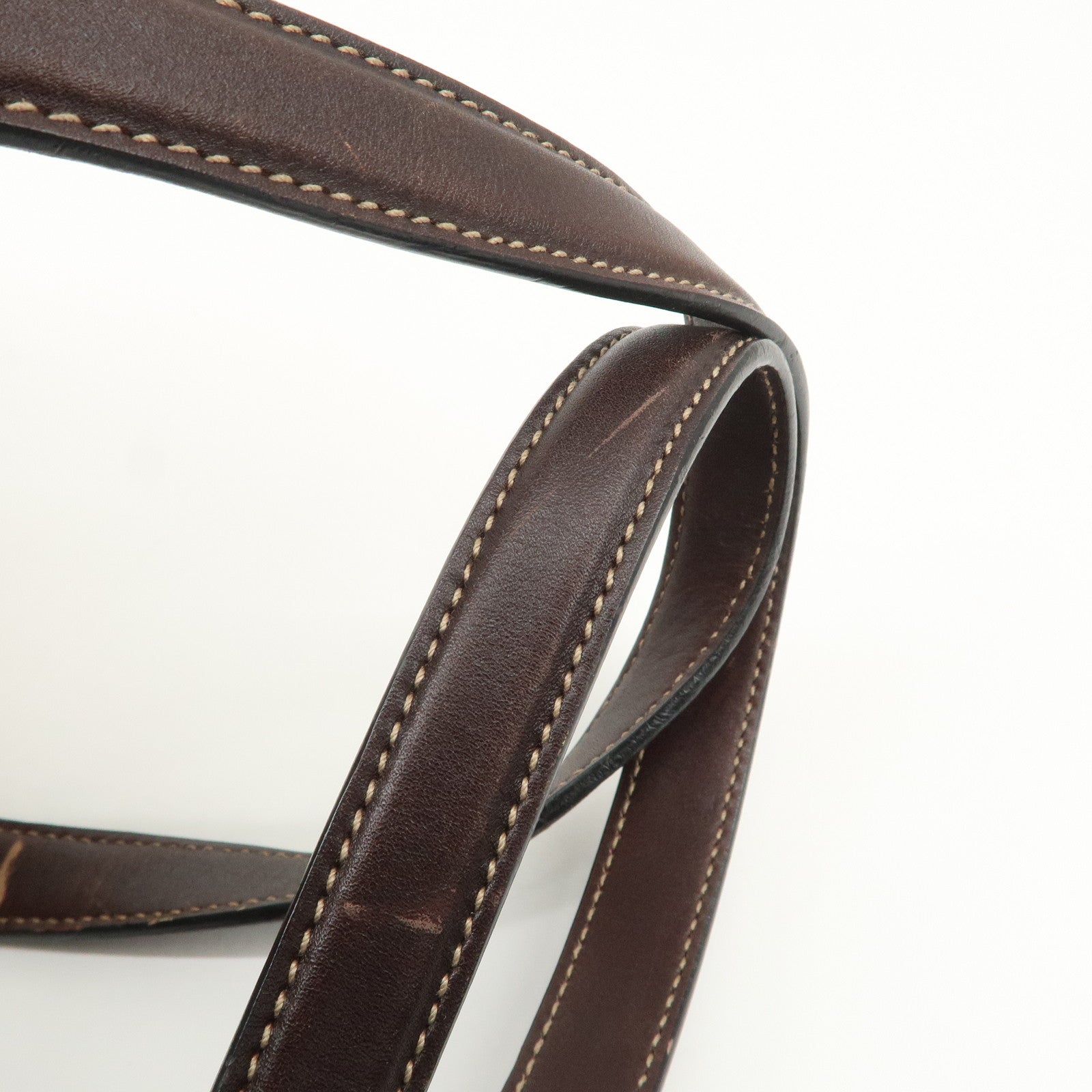 PRADA Logo Jacquard Leather Boston Bag Shoulder Bag Beige BL0260 Used