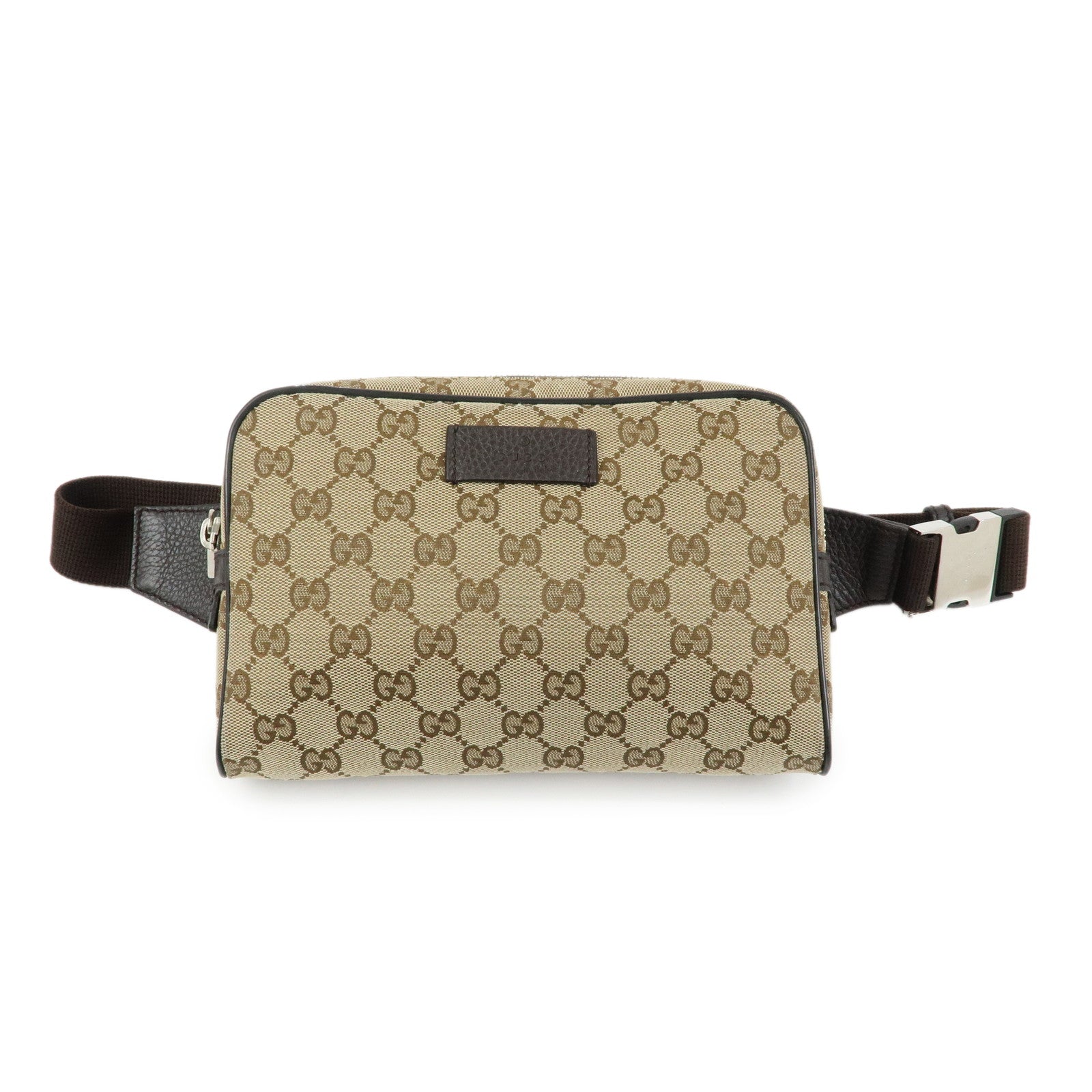 GUCCI GG Canvas Leather Waist Pouch Body Bag Beige Brown 449174