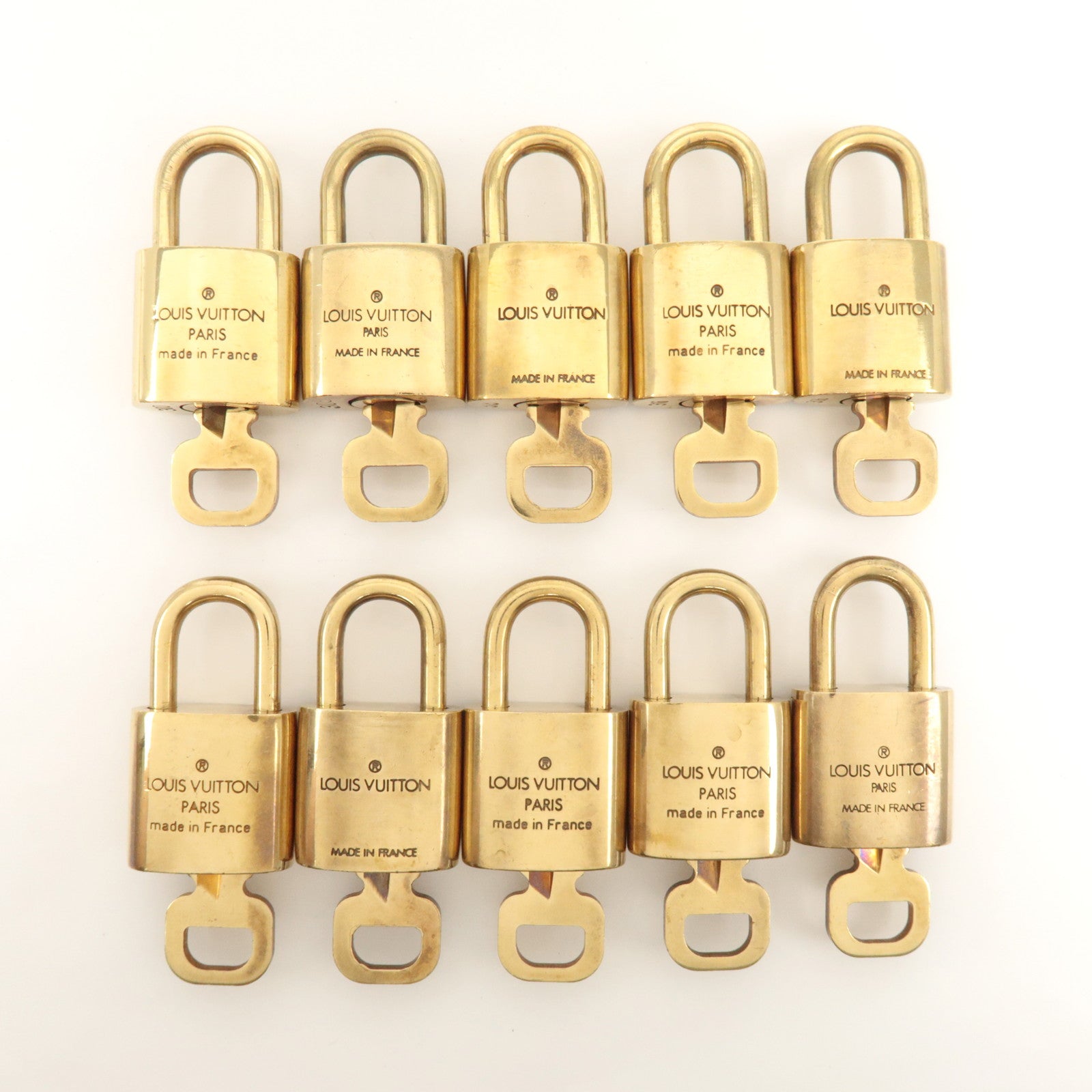 Louis Vuitton Set of 10 Lock & Key Cadena Key Lock Metal Gold Used
