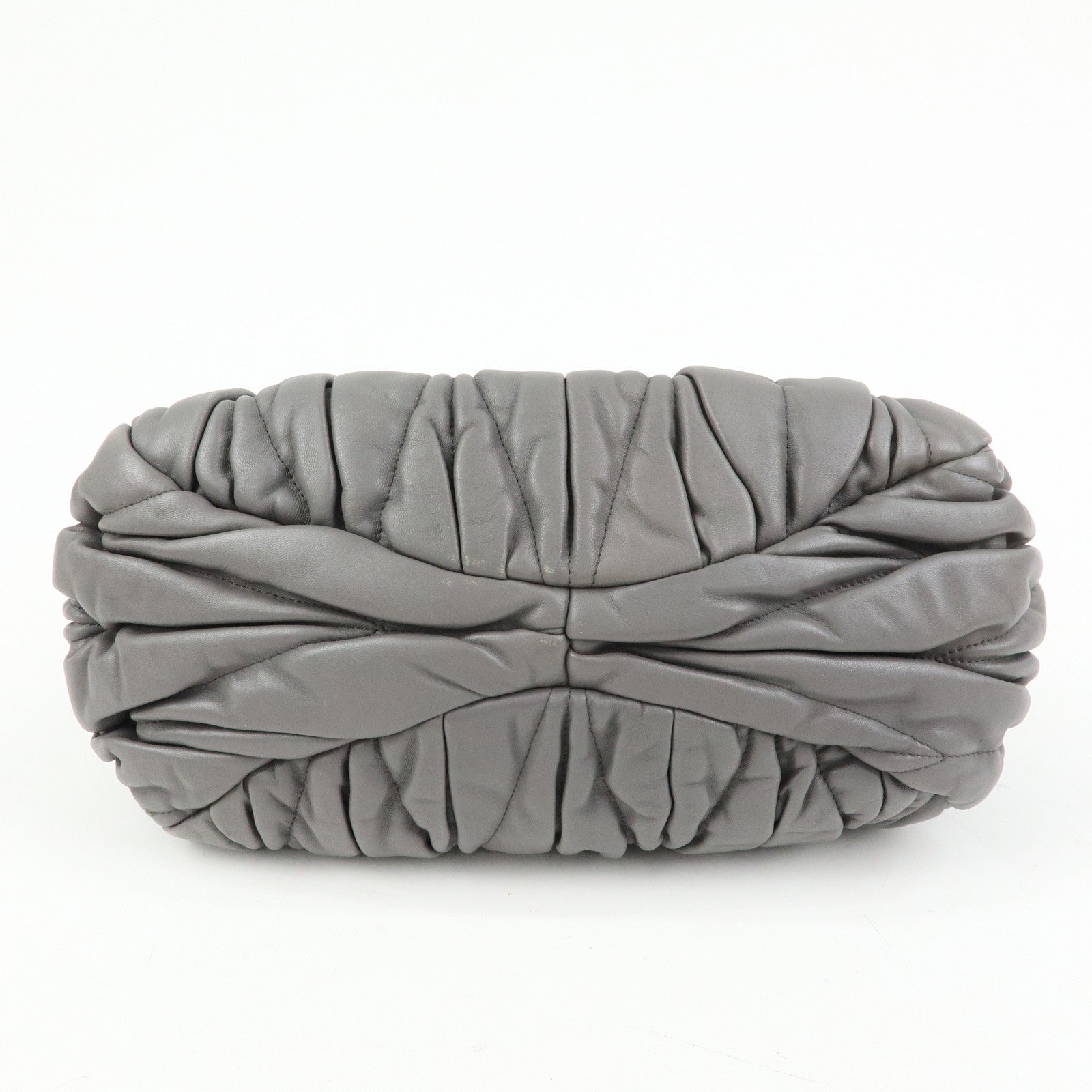 MIU MIU Matelasse Nappa Leather Hand Bag Gray RN0473