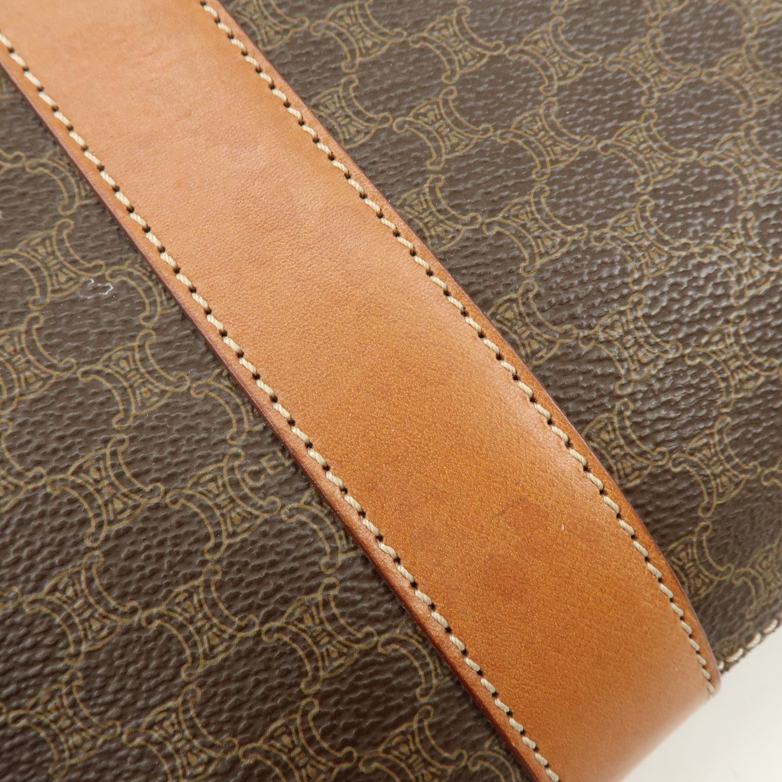 CELINE Macadam PVC Canvas Leather Tote Bag Shoulder Bag Brown