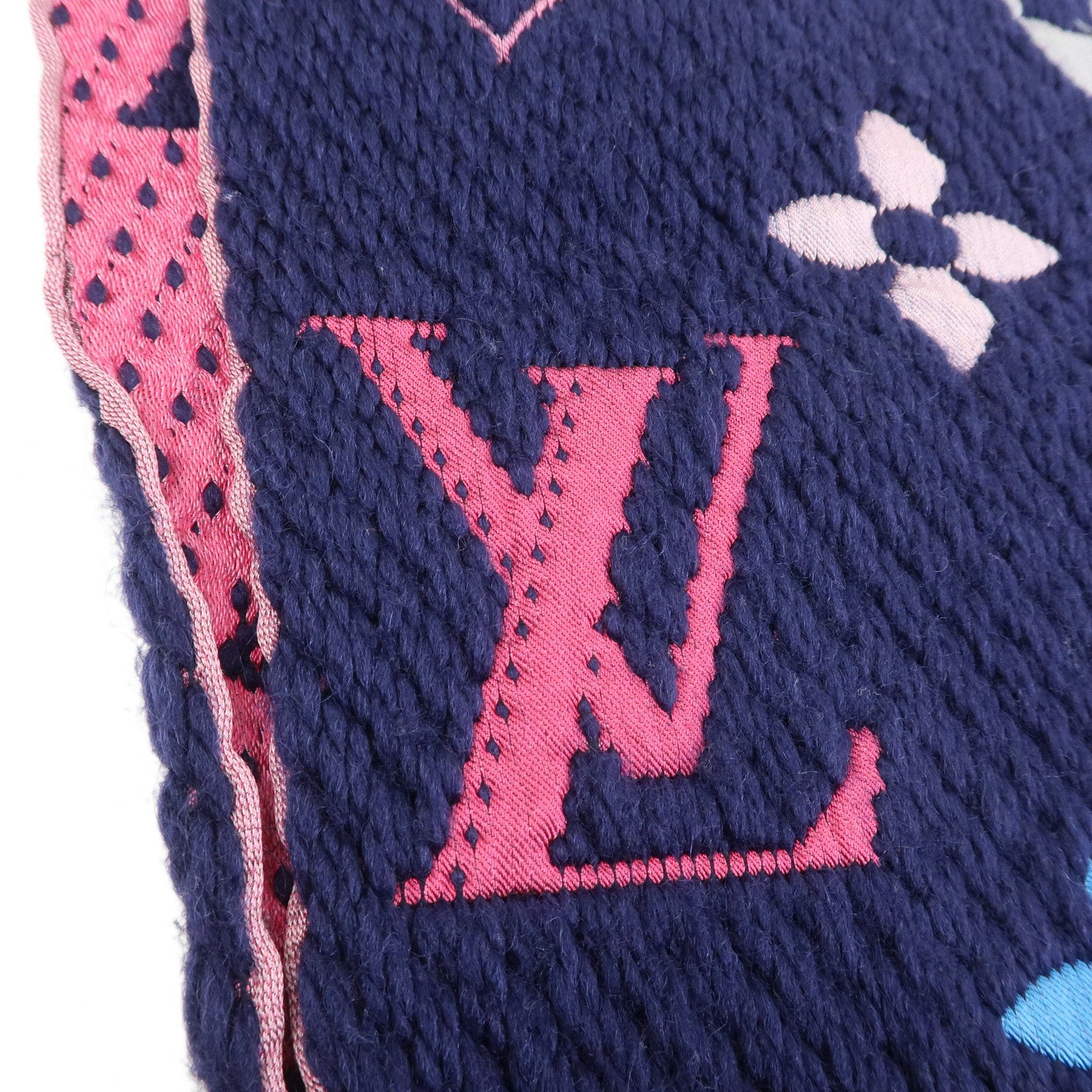Louis Vuitton Monogram Escharpe Logo Mania Wool Scarf Navy M70899