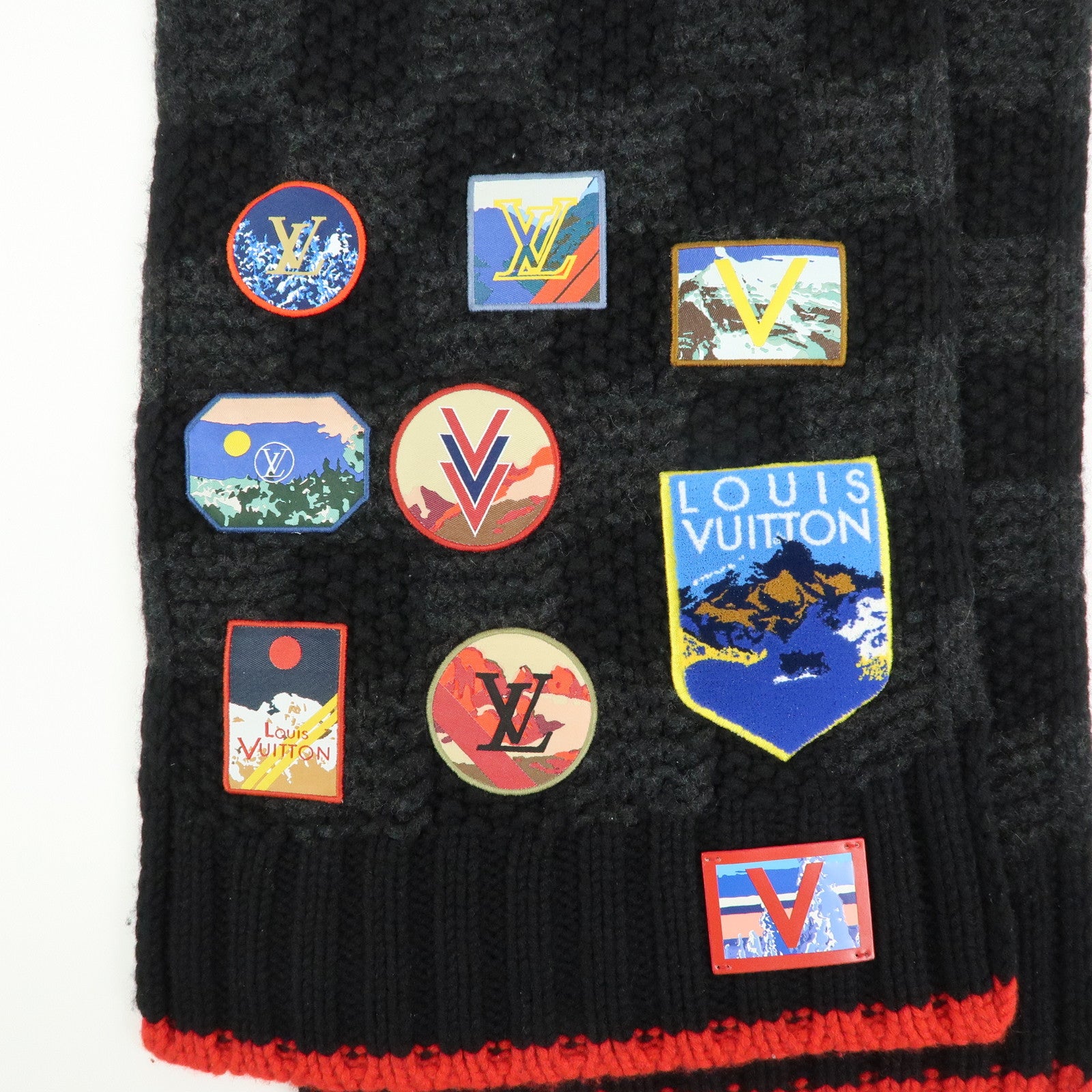 Louis Vuitton Helsinki Alps Patch Cashmere 100% Scarf Black M71108
