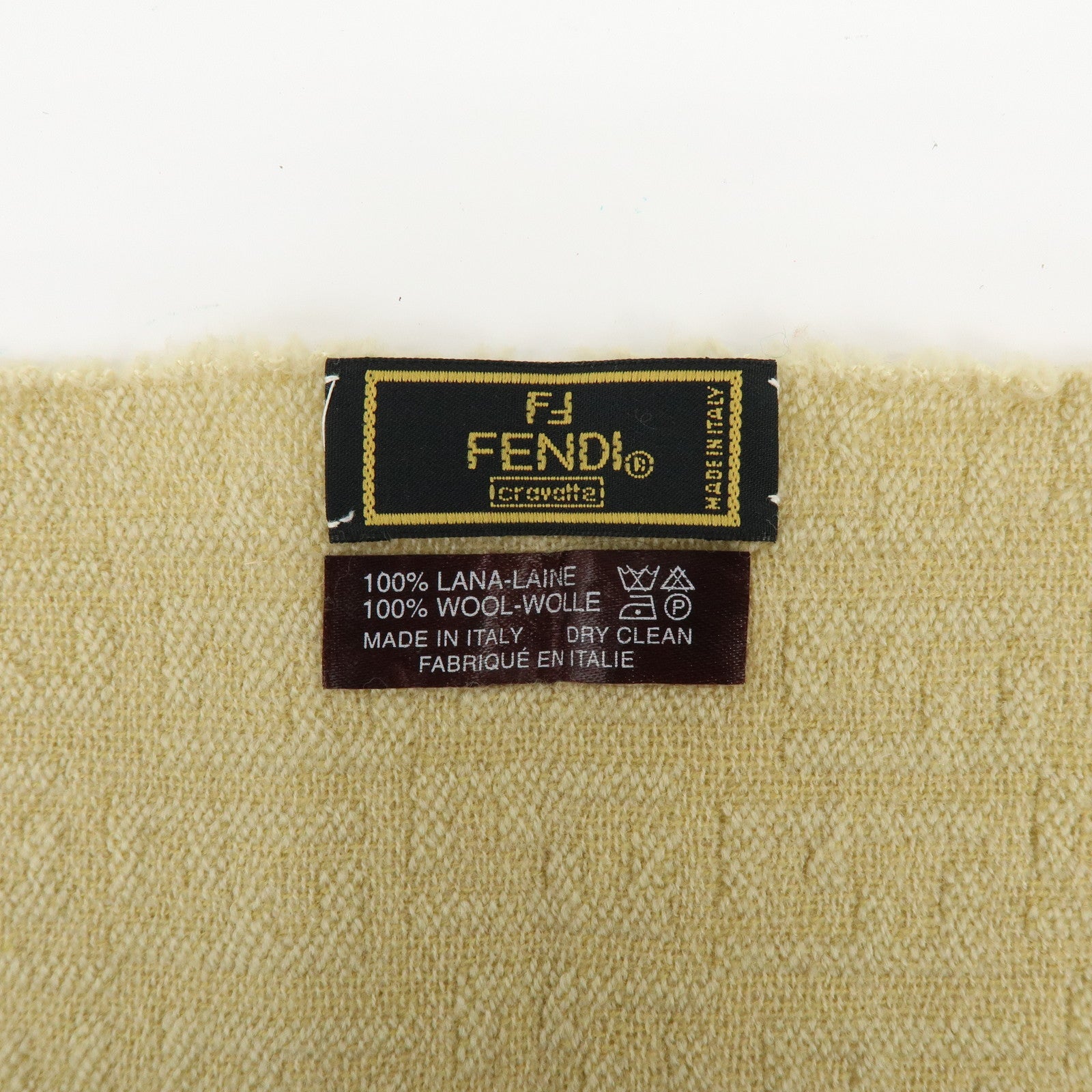 FENDI Zucca Wool 100% Scarf Yellow Beige