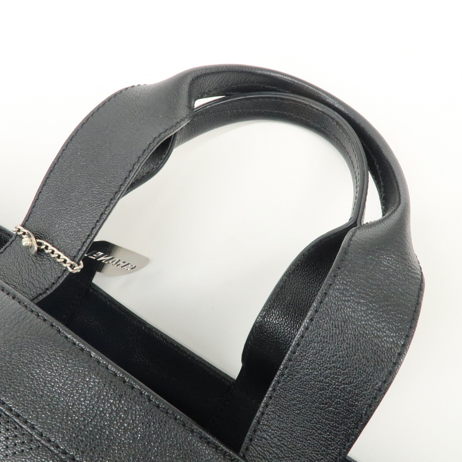 CHANEL COCO Mark Calf Leather Punching Tote Bag Black A33936 Used